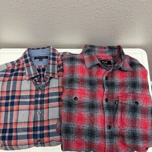 Lot of 2 Mens Flannel Size Large Huf Banana Republic Casual Shirt